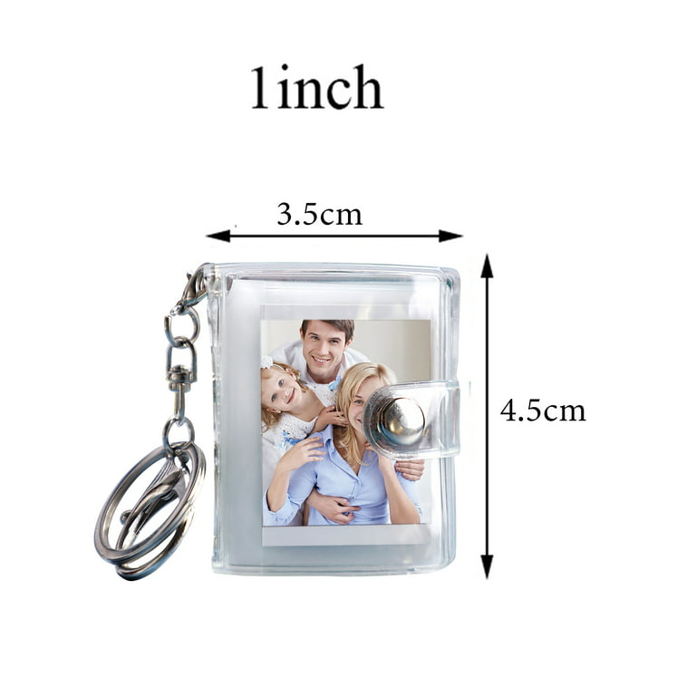 PIXNONTEA 16 Pages Mini Photo Album Keychain PVC Card Picture Album (Clear White 1 inch), Adult Unisex, Size: 2 in