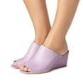 thumbnail image 4 of YDN Women Comfortable Peep Toe Slipper Pumps Slip On Wedge High Heels Backless Sandals Office Causal Slide Shoes Size 8.5 Light Purple, 4 of 4