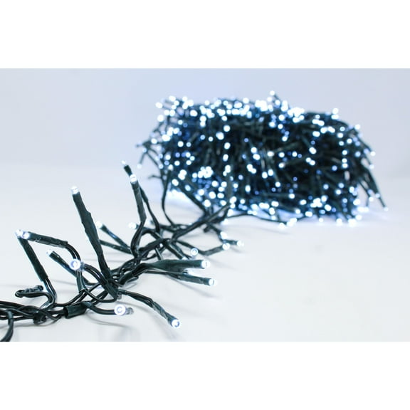 DLIG LED Wide Angle Fire Cracker Christmas String Lights - Cool White - 37 ft Green Wire - 1500ct