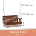 thumbnail image 3 of Outsunny Porch Swing with Chains and Cupholders, 2 Person Wooden Patio Swing Chair, 440 lbs. Weight Capacity, for Garden, Poolside, Backyard, Brown, 3 of 9