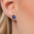 thumbnail image 3 of Gem Stone King 14K White Gold Blue Lapis Double Notch Stud Earrings for Women Men | 4.00 Cttw | Gemstone Birthstone | Oval 9X7MM, 3 of 6