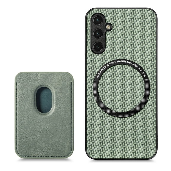 ELEHOLD for Samsung Galaxy A33 5G Magnetic Wallet Case with Detachable Back Card Holder Fiber Texture Design Full Body Protective Slim Shockproof Case, green