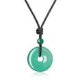 thumbnail image 1 of COAI Ping'an Kou Donut Green Agate Stone Pendant Necklace for Men Women, 1 of 6