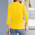 thumbnail image 4 of Women's Polo Shirts 3/4 Length Sleeve Tops Collared Button Down Golf Tee Casual Spring Summer Work T Shirts Yellow L, 4 of 5