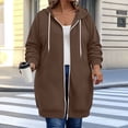 thumbnail image 6 of Women Long Zip Up Hoodie Sevevn Oversized Soft Fleece Casual Hooded Jacket Multiple Colors L-XXXXL Daily Wear, 6 of 7