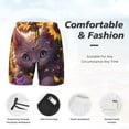 thumbnail image 3 of Yiaed Sunshine Cute Cat Sunflower Print Mens Swim Trunks Bathing Suit Compression Liner Beach Swim Shorts Swimwear Quick Dry Zipper Pocket No-Chafing Board Short-3X-Large, 3 of 6