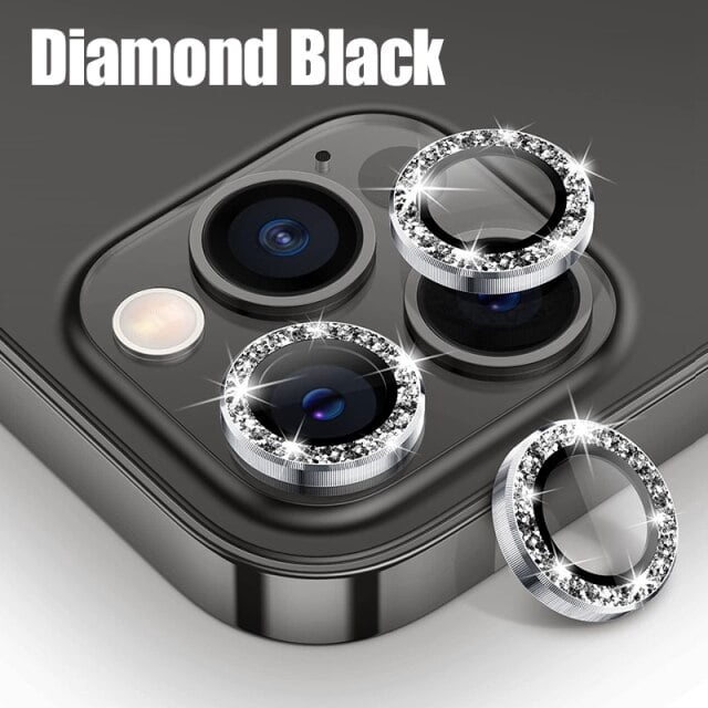 Para IPhone 13 14 11 Pro Max Diamond Metal Protector de cámara para IPhone 12 13 Mini Protector de cámara 3 unids/set vidrio de protección de lente Dengxun unisex