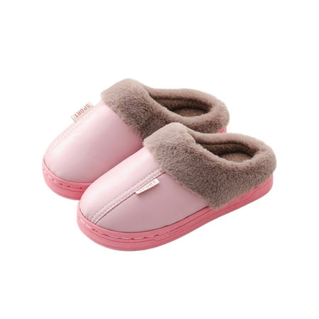 

Crocowalk Kids Casual Slip On Clog Slippers Indoor Cozy Closed Toe Plush Slipper Breathable Warm Shoes Pink 22-23