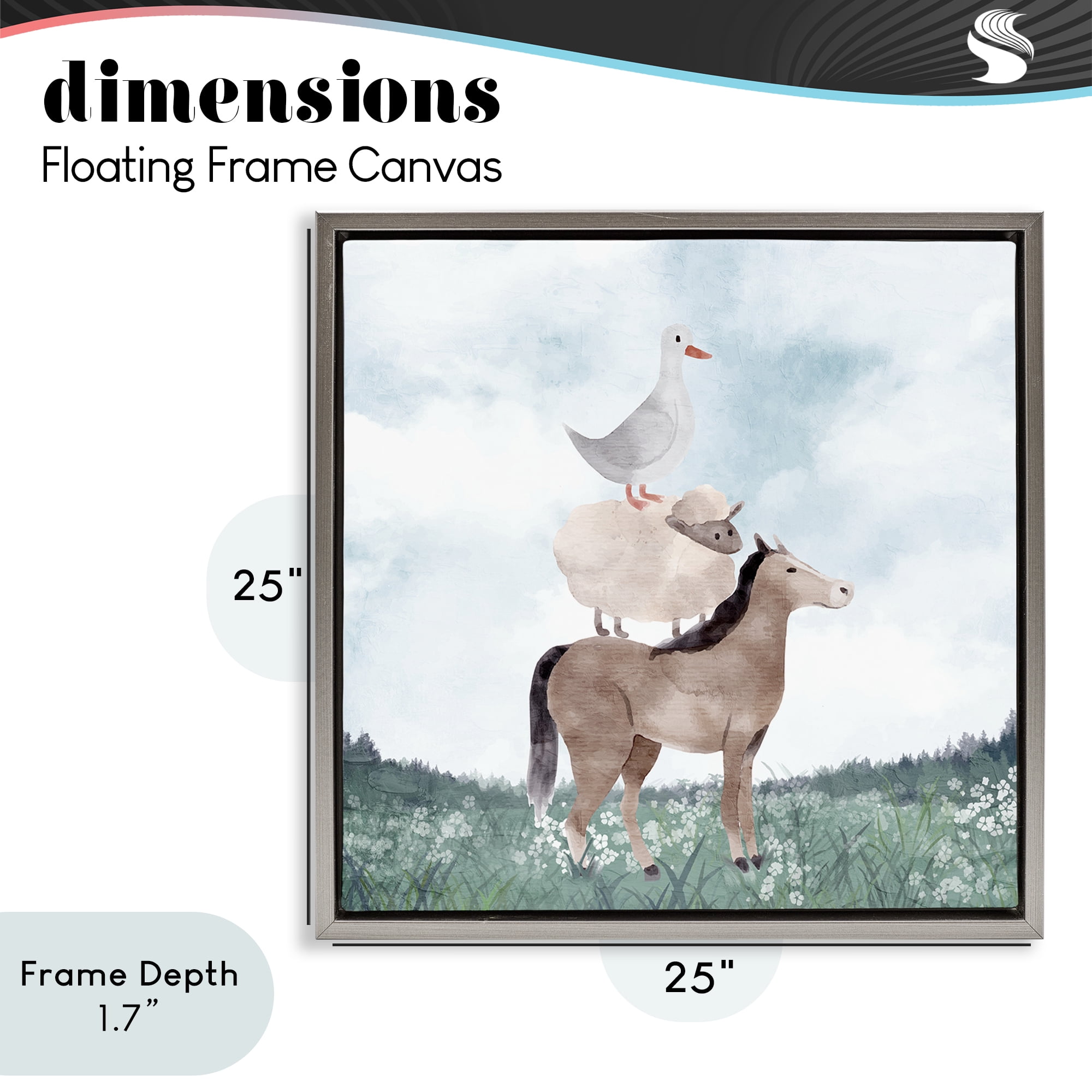 Stupell Industries Muted Blue Sky Farm Gray Framed Floater Canvas Wall Art, design by Kim Allen