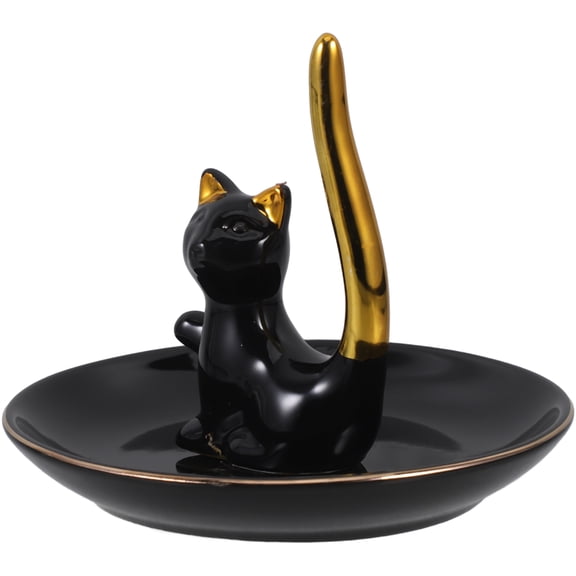 FRCOLOR Cat Molding Ring Holder Jewelry Tray Ceramic Jewelry Dish Finger Rings Plate
