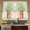 thumbnail image 4 of Yayeee Kitchen Curtains Tier Set of 2 Light Filtering 57"x36" Over Sink Window Panels, Colorful Plane, 4 of 7