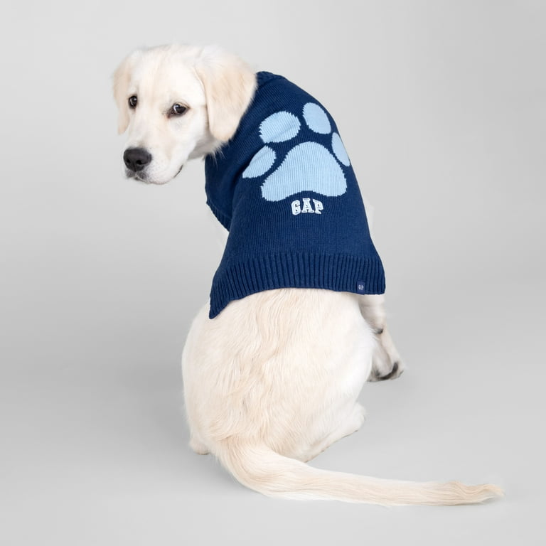 Gap Pet Dog Clothes, Classic Gap Logo Paw Print Pet Sweater, Blue