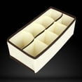 thumbnail image 2 of GOOHOCHY Caja plegable de tela no tejida beige para guardar ropa, con separadores de cajones para armario, organizador para calcetines, sujetadores y ropa interior (8 compartimentos), 2 of 8