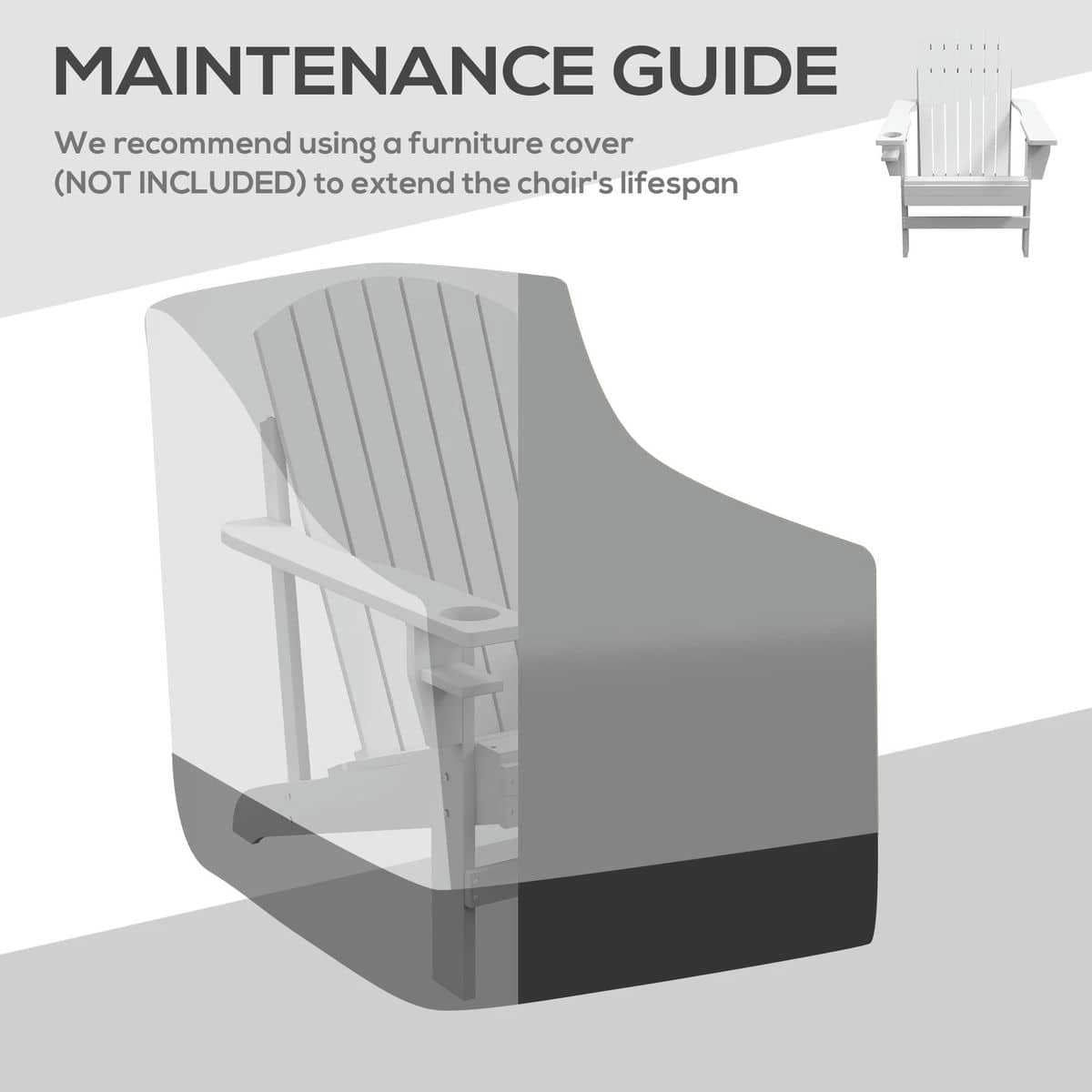 Spaco Oversized Adirondack Chair, Outdoor Porch Seating, Classic Log Lounge with Built-in Cupholder for Outdoor as Backyard, Lawn, Garden, White