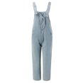thumbnail image 4 of HBFAGFB Combinaisons pour Femmes Printemps Automne Jeans à Boutons Réglables Rétro Manches Longues Combinaison Bleue Taille P, 4 of 5
