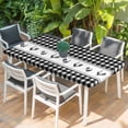 thumbnail image 2 of Farmhouse Black Plaid Table Cloths for 6 Foot Rectangle Tables, Vintage Country Cock Checkered Patio Waterproof Elastic Fitted Tablecloths, Washable Rectangular Table Cover for Camping, 2 of 8