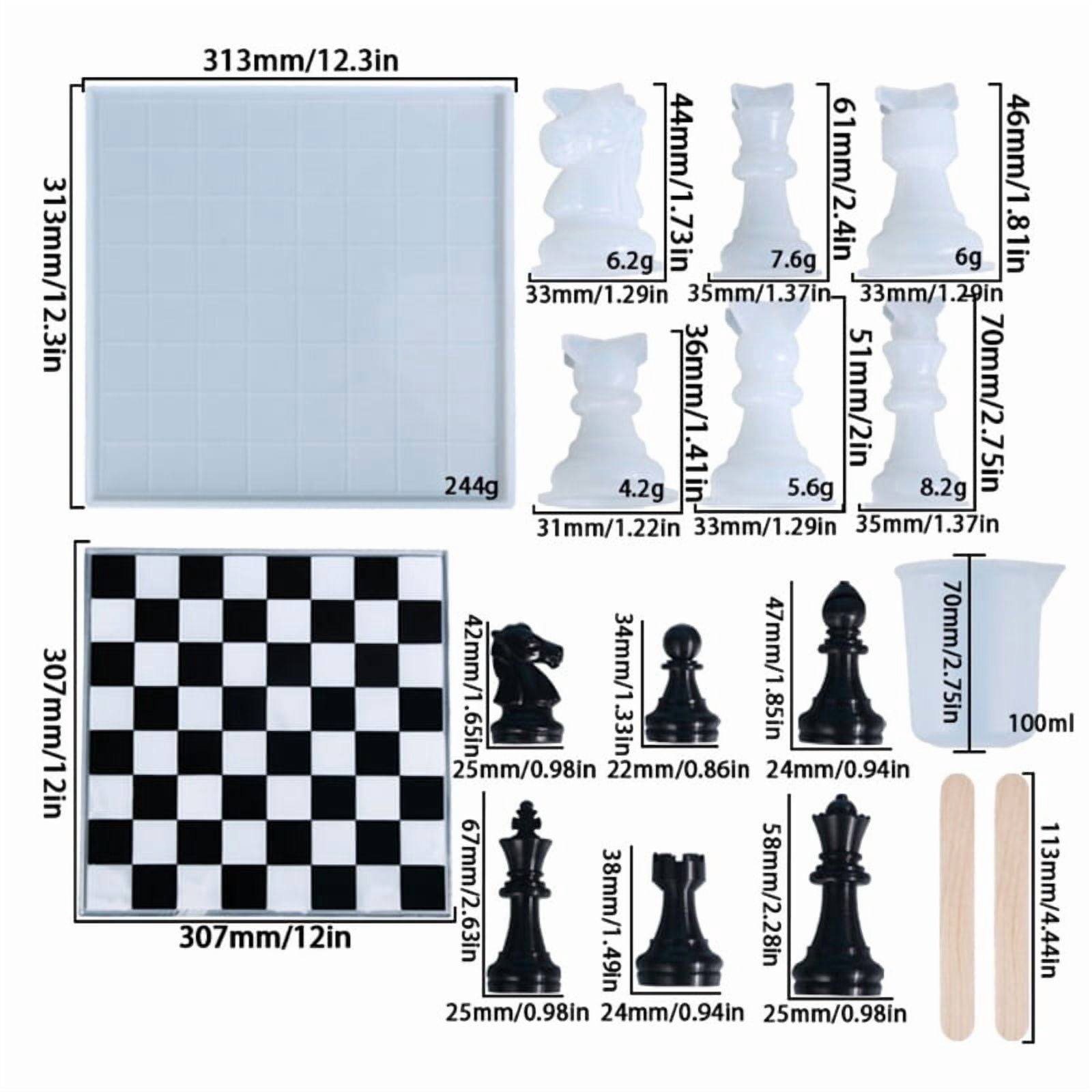 1 Set 3D Chess Pieces Crystal Epoxy Resin Mold Handmade Chessborad Casting Silicone Mould DIY Crafts Making Tool