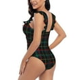 thumbnail image 6 of Picia Buffalo Plaid Dark Green Blooming Jelly Womens Tummy Control Bathing Suits Slimming Ruffle Swimsuit One Piece Lace Swimwear-, 6 of 8