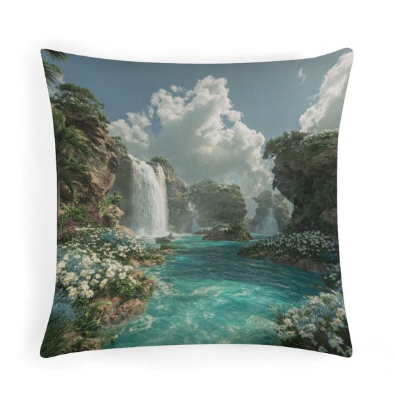 Tropical Ocean Pillow Cases 16"x16" Sea Ocean Nature Scenery Linen Cushion Case Outdoor Home Decoration Sofa Pillow Case Decorative Pillow Case for Couch Bed Car