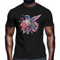 thumbnail image 2 of Camisetas gráficas informales de manga corta con diseño de colibrí y flores de jardín para hombre, 2 of 8