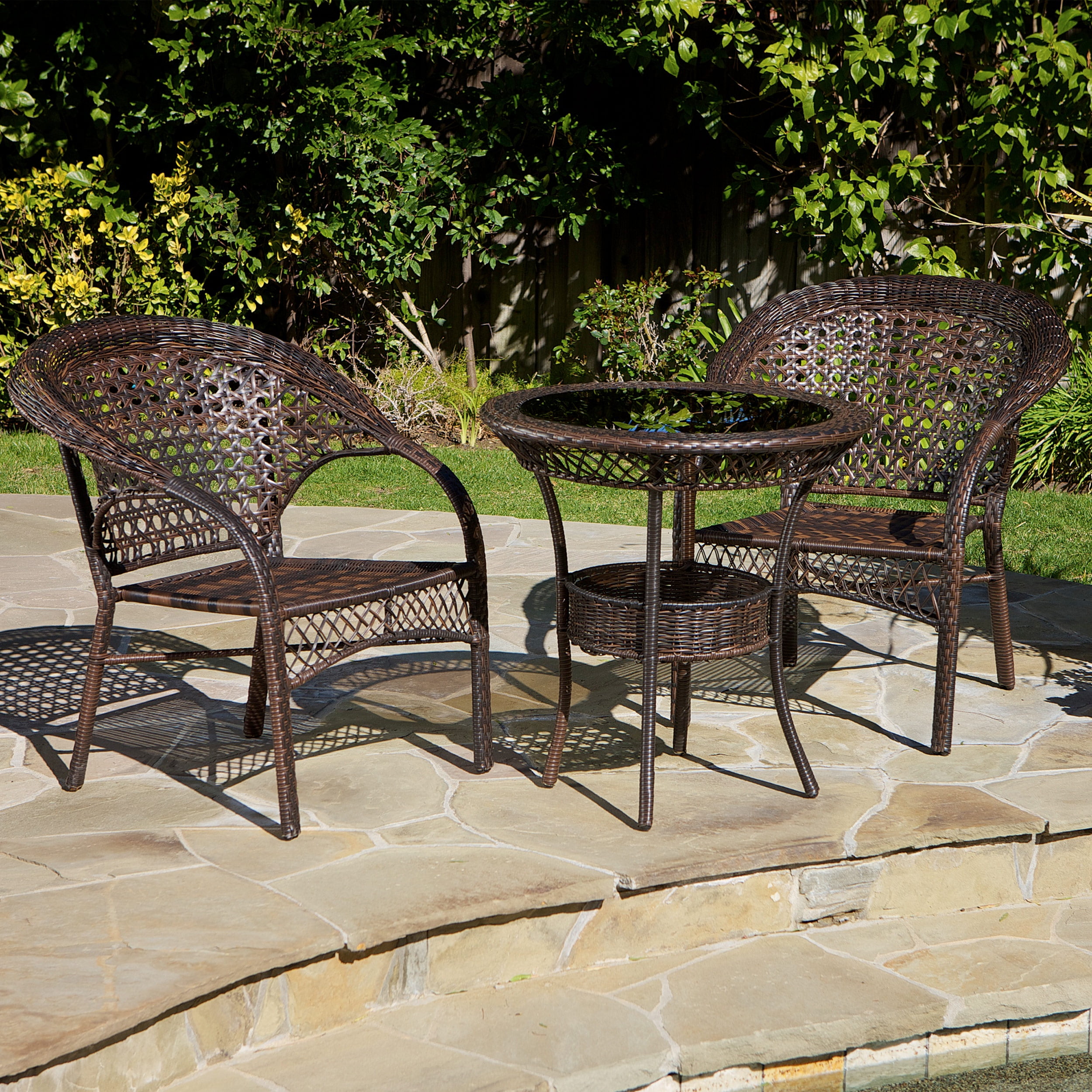 Blair Wicker 3 Piece Outdoor Bistro Set Multibrown