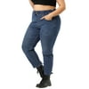 MODA NOVA Juniors Plus Size Denim Pants Elastic Waist High Rise Jeans Legging Blue 3X