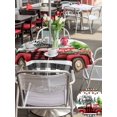 thumbnail image 4 of Outdoor Tablecloth with Umbrella Hole and Zipper, Christmas Red Truck Round Table Cloth 54 Inch Waterproof Tablecloth, Xmas Tree Snowman Winter Gifts Plaid Picnic Table Cover for Patio Camping, 4 of 7