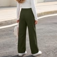 thumbnail image 5 of ZACPNCV Girls Corduroy Wide Leg Pants with Pockets High Waisted Loose Straight Fit Trousers Solid Color Casual Long Pants for Kids,Green, 5 of 9