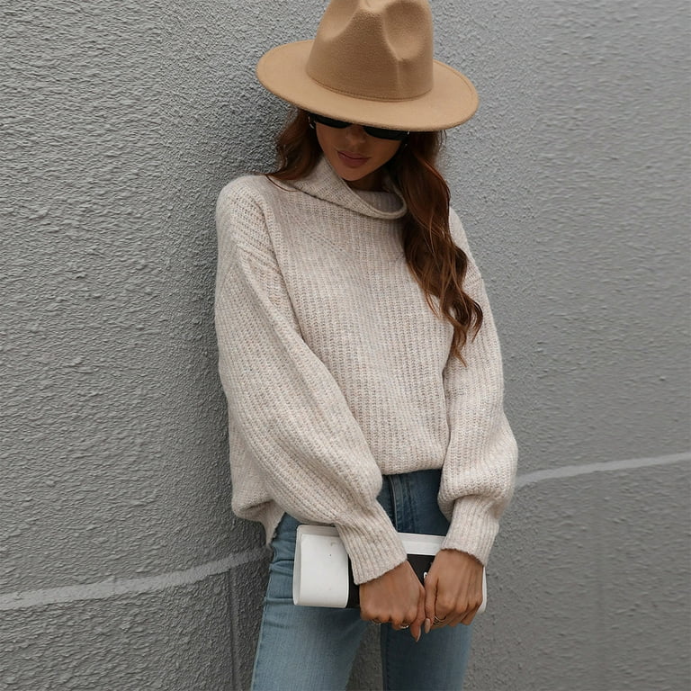 Xysaqa Women's Lantern Long Sleeve Mock Turtleneck Sweater Xysaqa Women's Lantern Long Sleeve Mock Turtleneck Sweater