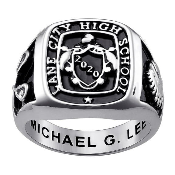 Order Now for 2025 Graduation, Freestyle Men's Celebrium Crest Square Signet Class Ring, Personalized, High School or College Graduation