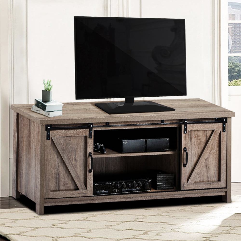 Corner TV Stand Home Living Room Gray Entertainment Wood Furniture Media Console 