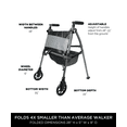 thumbnail image 2 of Signature Life Micro Elite Travel Walker Short, Lightweight Junior Folding Walker for Seniors and Children, Petite Mobility Walker, 2 of 6