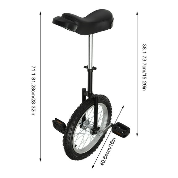 16in Wheel Unicycle Balance Training Bike Fitness Bicycle Adjustable Skid-proof