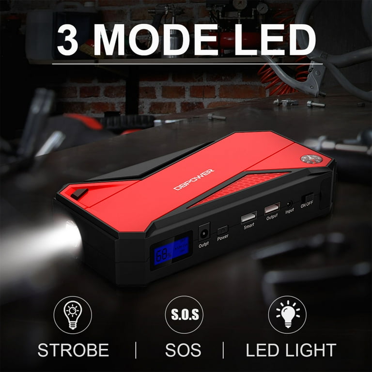 DBPower DJS50 800A 18000mAh Vehicle Car Jump Starter Battery Pack Port Red