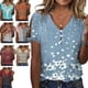 thumbnail image 1 of Mujeres blusa botón V Masajeadores de cuello manga corta frío hombro elegante casual señora Top para las mujeres verano azul claro S, 1 of 6