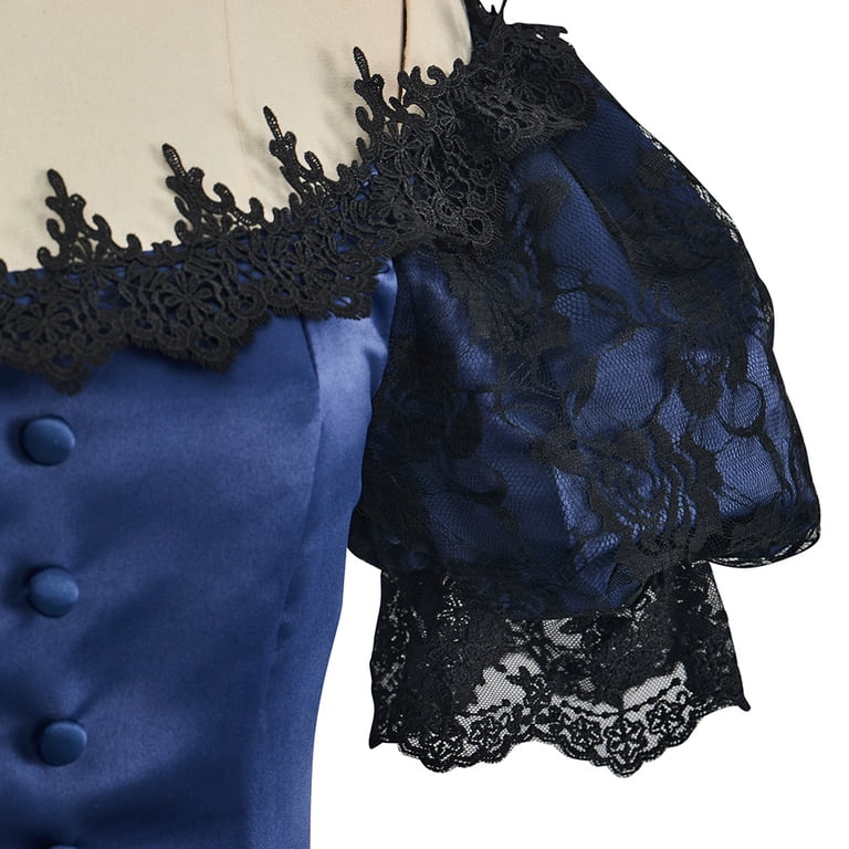 1880s Victorian Princess Lace Gown Victorian Civil War Puffy Princess  Red/Blue Dress Women Retro Elegant Evening Gown - Walmart.com