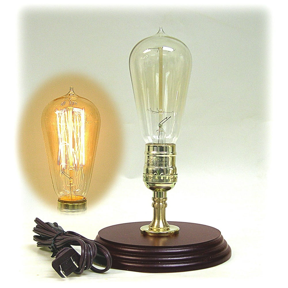 Wood Base Lamp Kit With Antique Style Edison Bulb