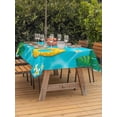 thumbnail image 3 of Outdoor Tablecloth with Umbrella Hole for Patio/Picnic/Party/Camping, Summer Swimming Pool Waterproof Table Cloth Rectangle Table Cover Washable, Floral Plumeria Palm Leaves (54"x 80"), 3 of 8