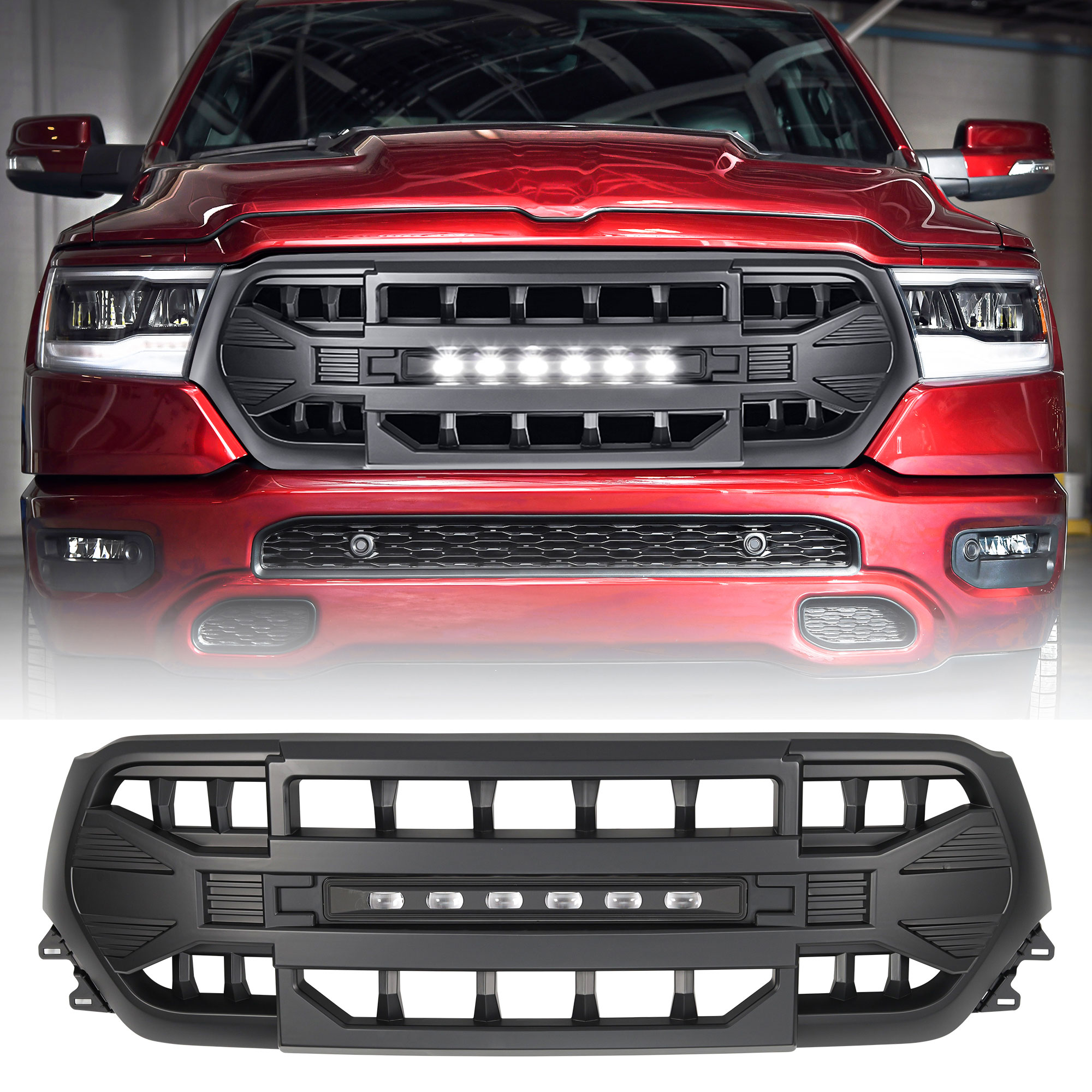 American Modified Armor Grille With Off-Road Lights For 2004-2008 Ford F150 – Black