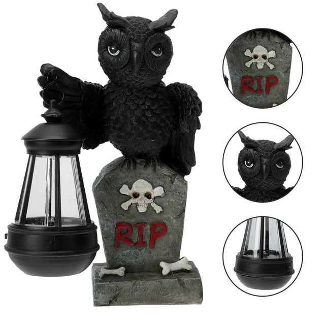 RUNROTOO Owl Solar Light Statue Resin Theme Party Decor 1Pack