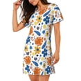 thumbnail image 2 of Honeii Flower Print Women's Loose Short Sleeve Nightgown, Soft Cotton Sleepwear, Comfy Loose Fit Pajama Dress for Sleep and Lounge, 2 of 6