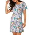 thumbnail image 2 of Hirioo Unicorn DoingYoga for Women's Nightdress Comfortable Short Sleeve Nightwear Casual Sleep Dress, 2 of 8