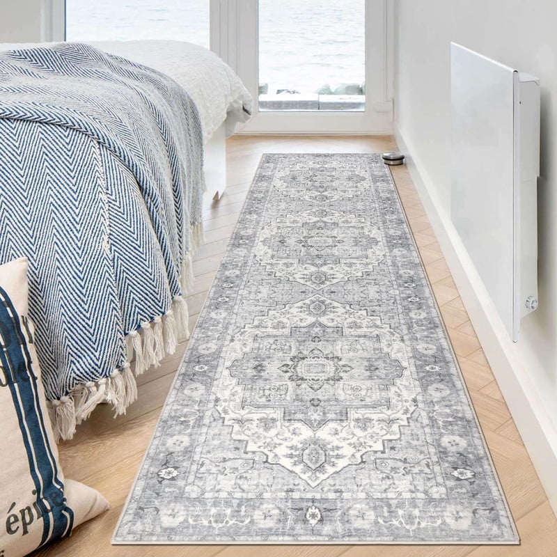 Aonewoe Boho Hallway Runner Rug 2x8, Washable Rug Runners with Rubber Backing, Non Slip Vintage Kitchen Runner, Farmhouse Carpet Runners for Hallways Laundry Room Entryway Bedroom