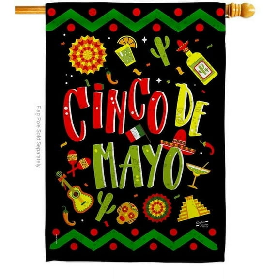Angeleno Heritage H137043-BO Ready to Cinco de Mayo Summertime 28 x 40 in. Double-Sided Decorative Vertical House Flags for Decoration Banner Garden Yard Gift