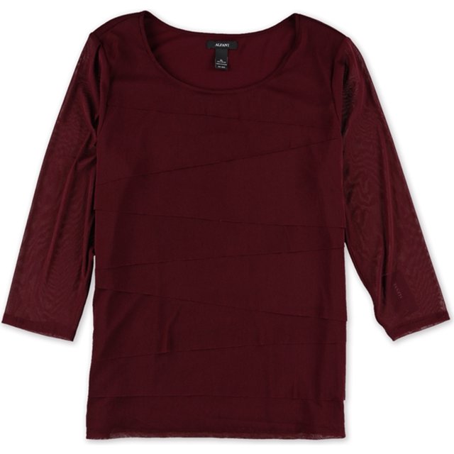 Alfani Blusa tejida en capas para mujer, Púrpura, X-Large