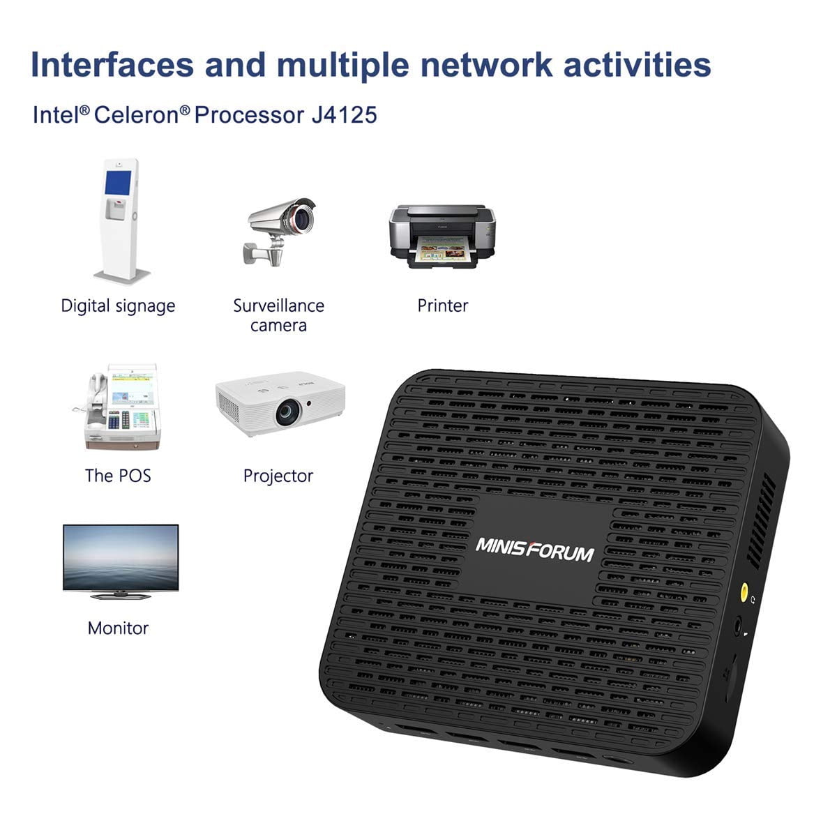 MINISFORUM GK41 Mini PC 8GB DDR4 RAM 128GB SSD Celeron J4125(up to
