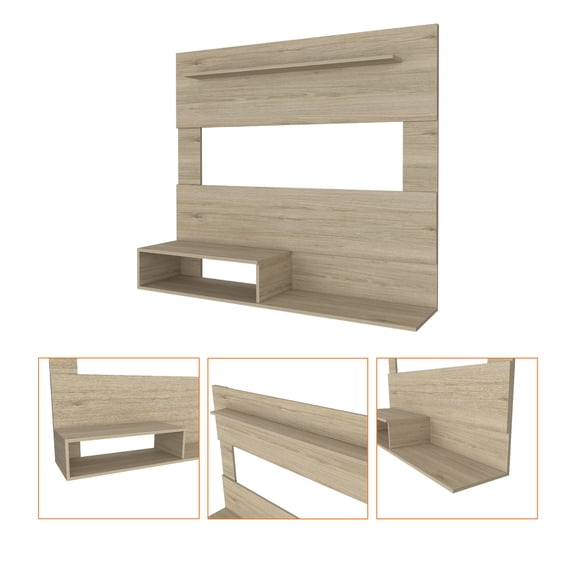 LHKJ Forest Hills 3-Shelf Floating Entertainment Center, Light Pine