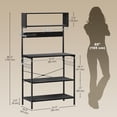 thumbnail image 2 of Black Baker's Rack with Power Outlet & USB - Kitchen Microwave Shelf with Hooks - 31.5” x 16.5” x 60.2” Storage Unit for Living Room & Dining Area, 2 of 7