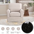 thumbnail image 4 of Ebello 30" Swivel Accent Chair, Wide Bohemian Cotton Blend Vertical Arm Accent Chairs for Adults, White, 4 of 9