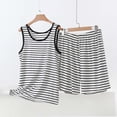 thumbnail image 2 of biudgviw Plus Size Pajama Sets for Women 2 Piece Striped Sleepwear Sleeveless Crewneck Tank Tops with Shorts Pj Set Comfy Loungewear, 2 of 5